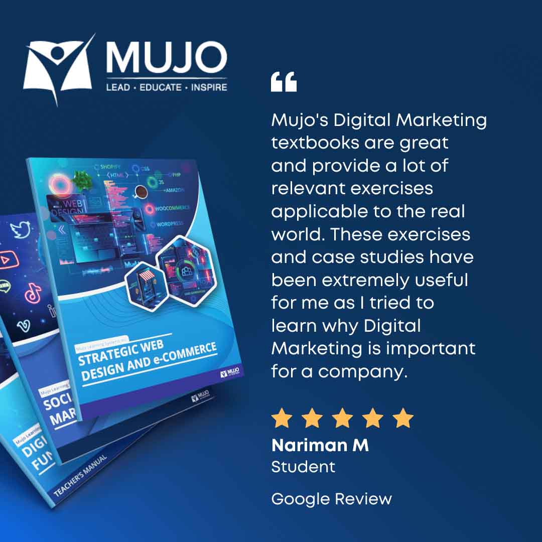 Mujo's Digital marketing textbooks are great and provide a lot of relevant exercises applicable to the real world. These exercises and case studies have been extremely useful for me as I tried to learn why Digital Marketing is important for a company.