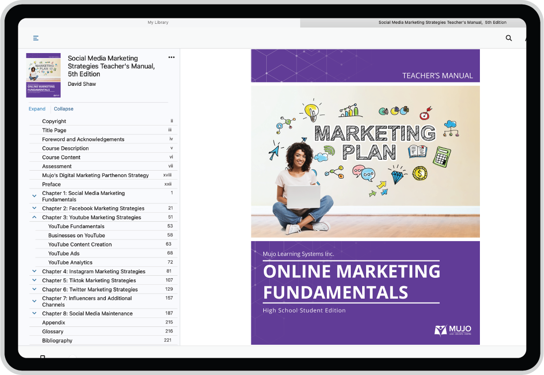 Online Marketing Fundamentals Resource Cloud, Teacher e-Manual, and Courseware For High School