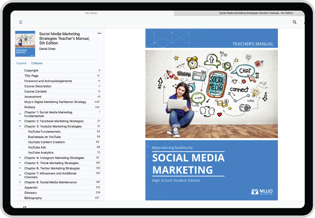 Social Media Marketing Resource Cloud, Teacher e-Manual, and Courseware For High School