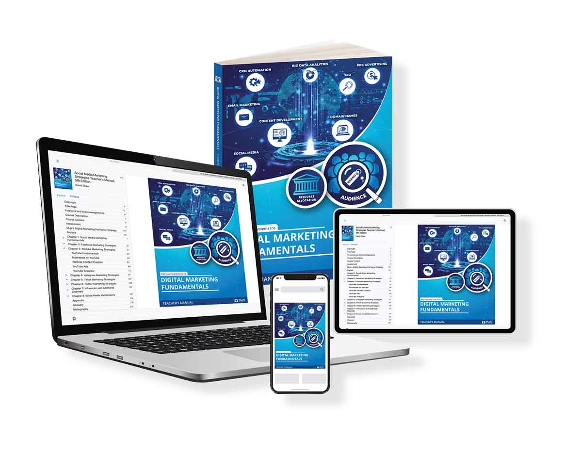 Digital Marketing Fundamentals textbook on all devices