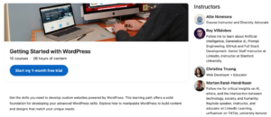 The landing page for the Getting Started with WordPress path.
